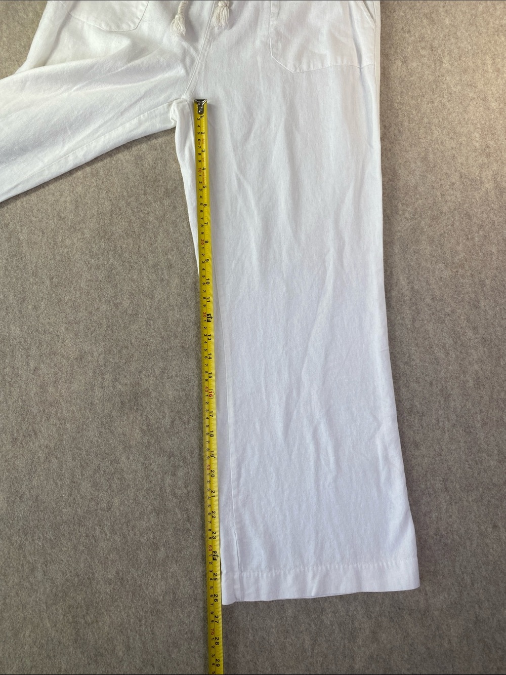 Ci Sono White Linen Blend Drawstring Wide Leg Pants XL Resort - Picture 3 of 10